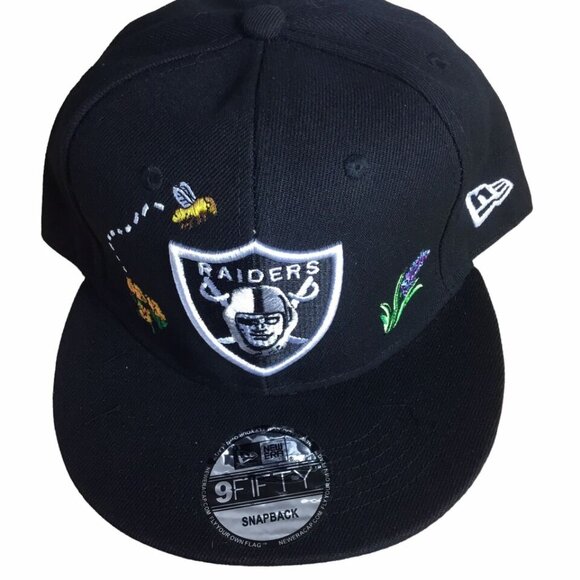 NFL Las Vegas Raiders New Era Fifty Black Floral Bee Embroidered NEW main image 4